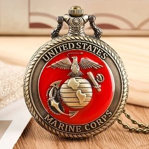 🇺🇸”United States Marine Corps” Quality Quartz Pocket Watch!
